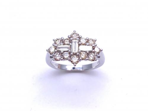 9ct White Gold Diamond Cluster Ring 1.46ct