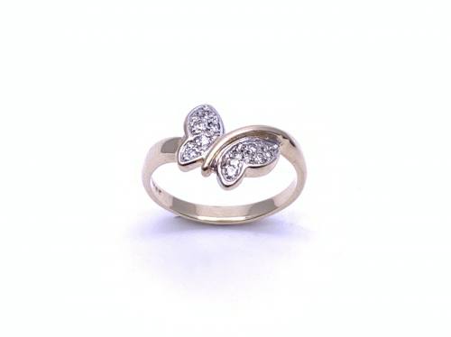 9ct Yellow Gold Diamond Butterfly Ring
