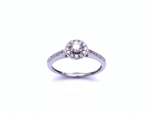 9ct Diamond Solitaire Halo Ring
