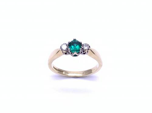 18ct Synthetic Emerald & Diamond Ring