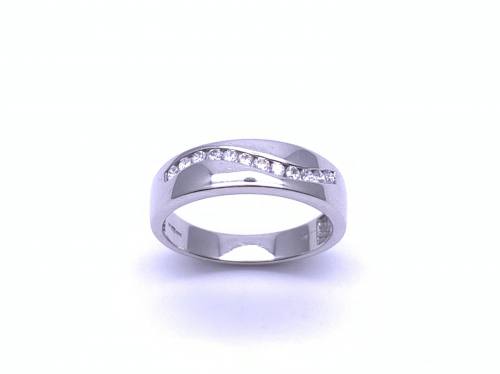 9ct White Gold CZ Wave Ring