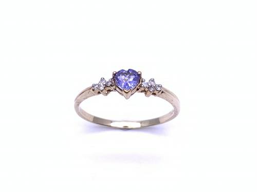 9ct Tanzanite Love Heart & Diamond Ring
