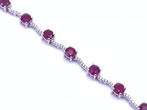 18ct White Gold Ruby and Diamond Bracelet