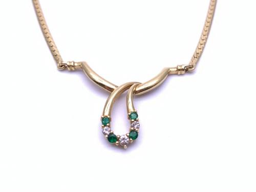 18ct Emerald & Diamond Necklet 15 inch