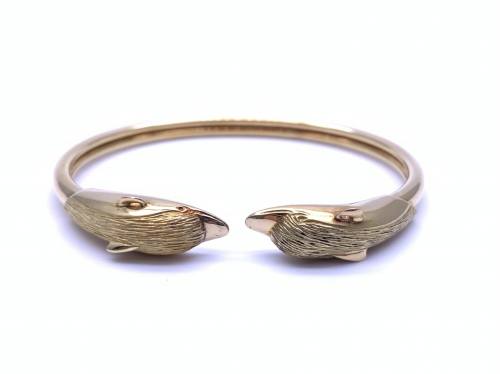 18ct Yellow Gold Double Dolphin Bangle