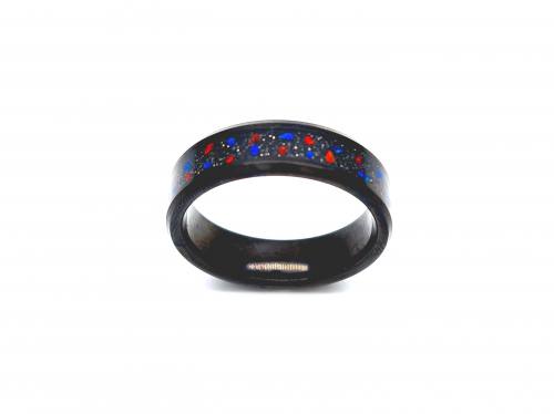 Tungsten Carbide Black Red & Blue Foil Ring