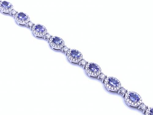 18ct White Gold Tanzanite & Diamond Bracelet