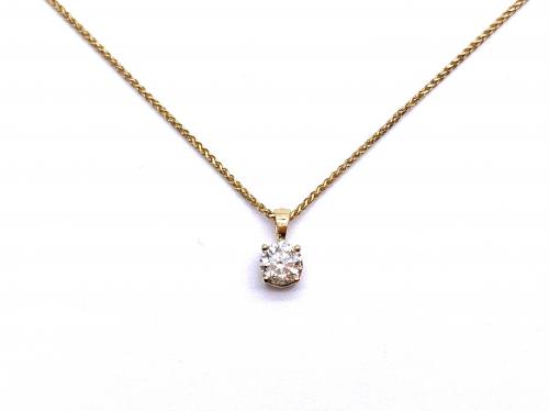 18ct Yellow Gold Diamond Pendant & Chain 0.50ct