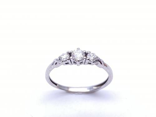 9ct White Gold Diamond 3 Stone Ring