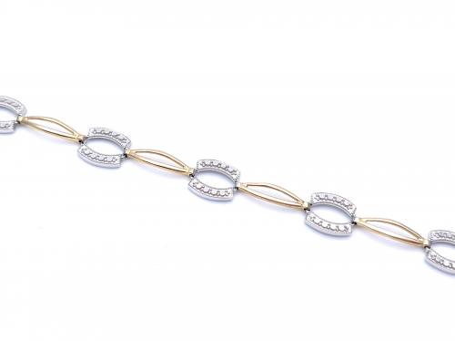 9ct 2 Colour Yellow & White Gold Bracelet