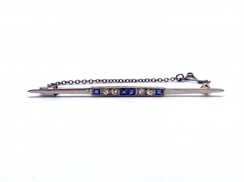 Sapphire & Diamond Bar Brooch