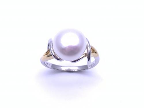 9ct 2 Colour Gold Freshwater Pearl Solitaire Ring