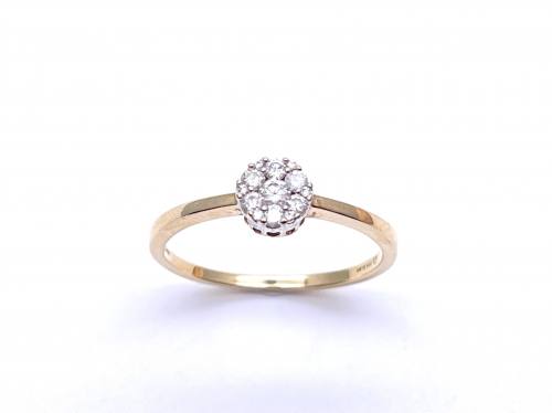 9ct Yellow Gold Diamond Cluster Ring