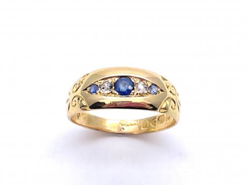 18ct Sapphire & Diamond 5 Stone Ring 1908