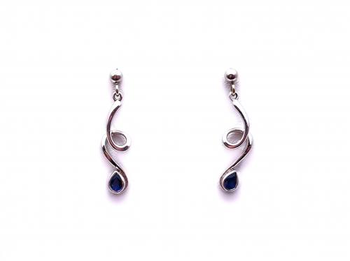 9ct Sapphire Solitaire Drop Earrings