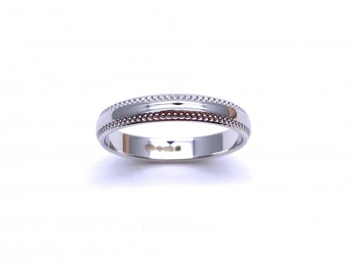 9ct White Gold D Shaped Wedding Ring 3mm