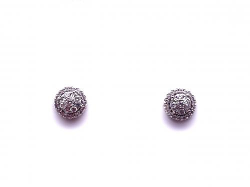 9ct White Gold Diamond Cluster Earrings