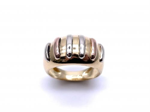 18ct 3 Colour Gold Dome Ring