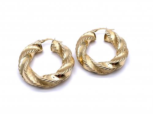 18ct Fancy Twisted Hoop Earrings