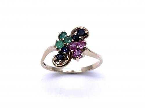 9ct Sapphire, Emerald & Ruby Ring