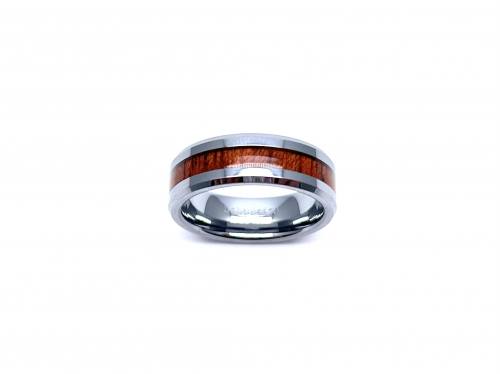 Tungsten Carbide & Wood Inlay Ring