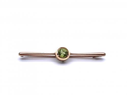 An Old Peridot Solitaire Bar Brooch