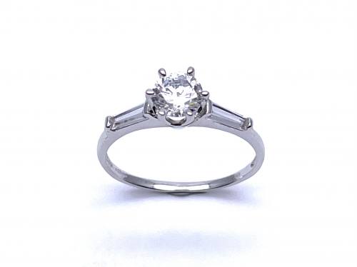 9ct White Gold CZ Solitaire Ring