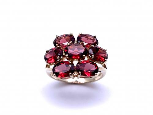 9ct Yellow Gold Garnet Cluster Ring