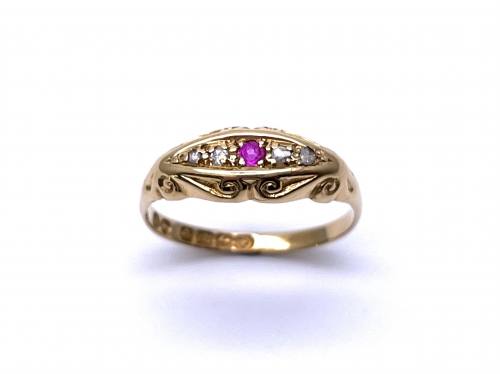 18ct Synthetic Ruby & Diamond Ring 1914