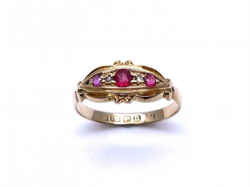 18ct Synthetic Ruby & Diamond Ring 1912