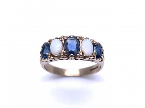 9ct Sapphire & Opal 5 Stone Ring
