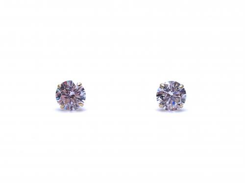 9ct Yellow Gold CZ Stud Earrings 8mm