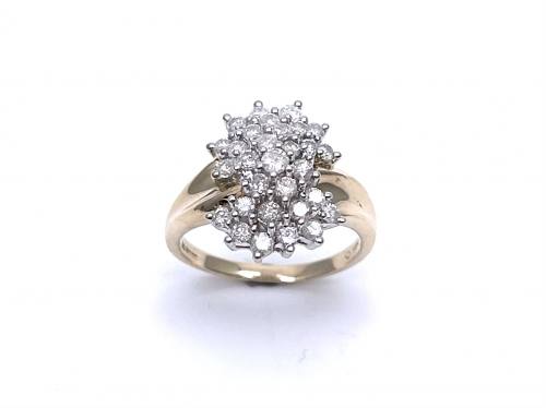 14ct Yellow Gold Diamond Cluster Ring