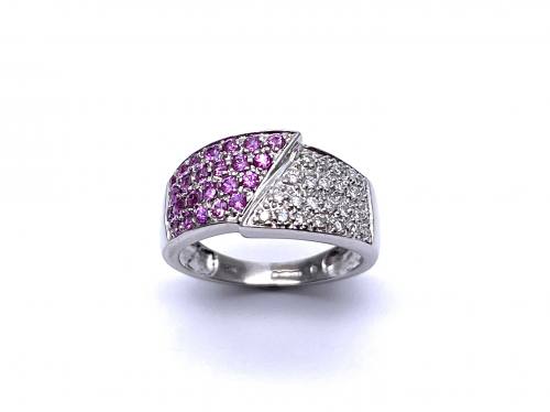 9ct White Gold Ruby & Diamond Pave Ring