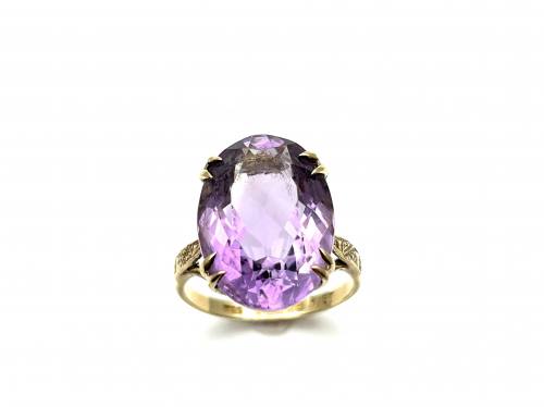 9ct Yellow Gold Amethyst Solitaire Ring