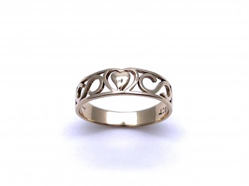 9ct Yellow Gold Heart Design Band Ring