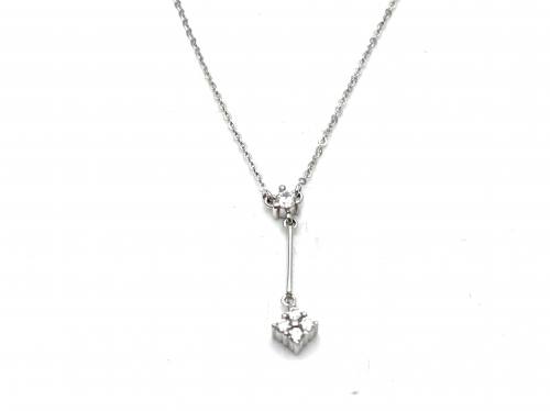 9ct CZ Cluster Pendant & Chain