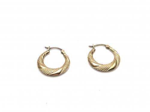 9ct Yellow Gold Twisted Hoop Earrings