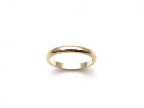 9ct Yellow Gold D Shaped Wedding Ring 2.5mm