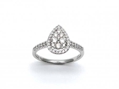 9ct White Gold Diamond Cluster Ring