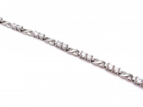 9ct White Gold CZ Bracelet 7 1/2 Inch