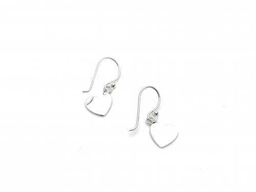 Silver Heart Disc Drop Earrings