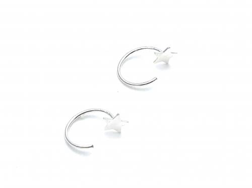 Silver Star Push Through Hoop Earrings