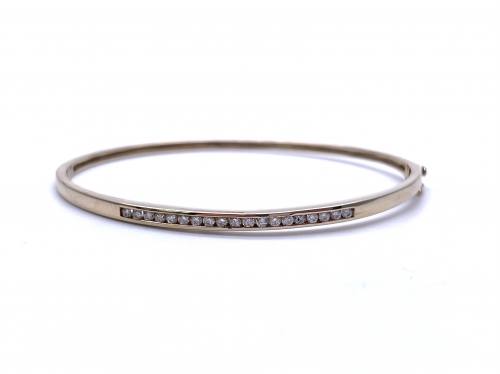 9ct Yellow Gold Diamond Bangle