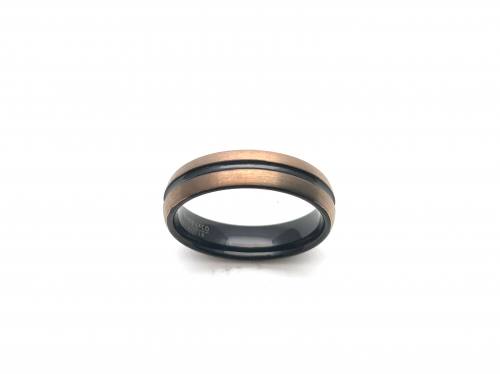 Tungsten Carbide Ring Black & Rose IP Plating 6mm
