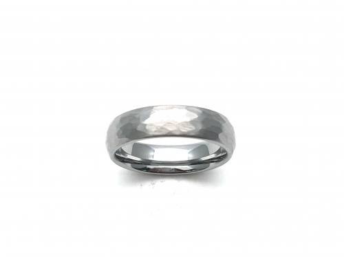 Tungsten Carbide Hammered Effect Ring 6mm