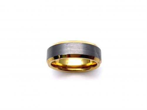 Tungsten Carbide Ring Yellow IP Plating 7mm