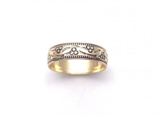 9ct Yellow Gold Patterned Wedding Ring