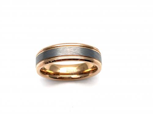 Tungsten Carbide Ring Rose IP Plating 7mm