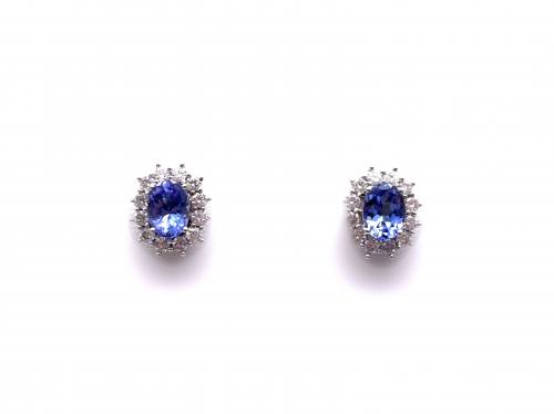 18ct Tanzanite & Diamond Stud Earrings